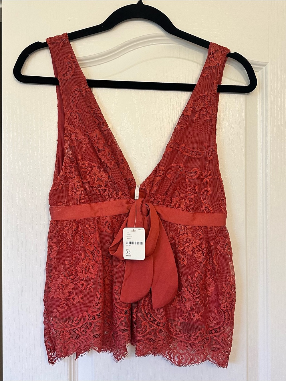 Free People Burnt Orange Lace Tie Sleeveless Blouse